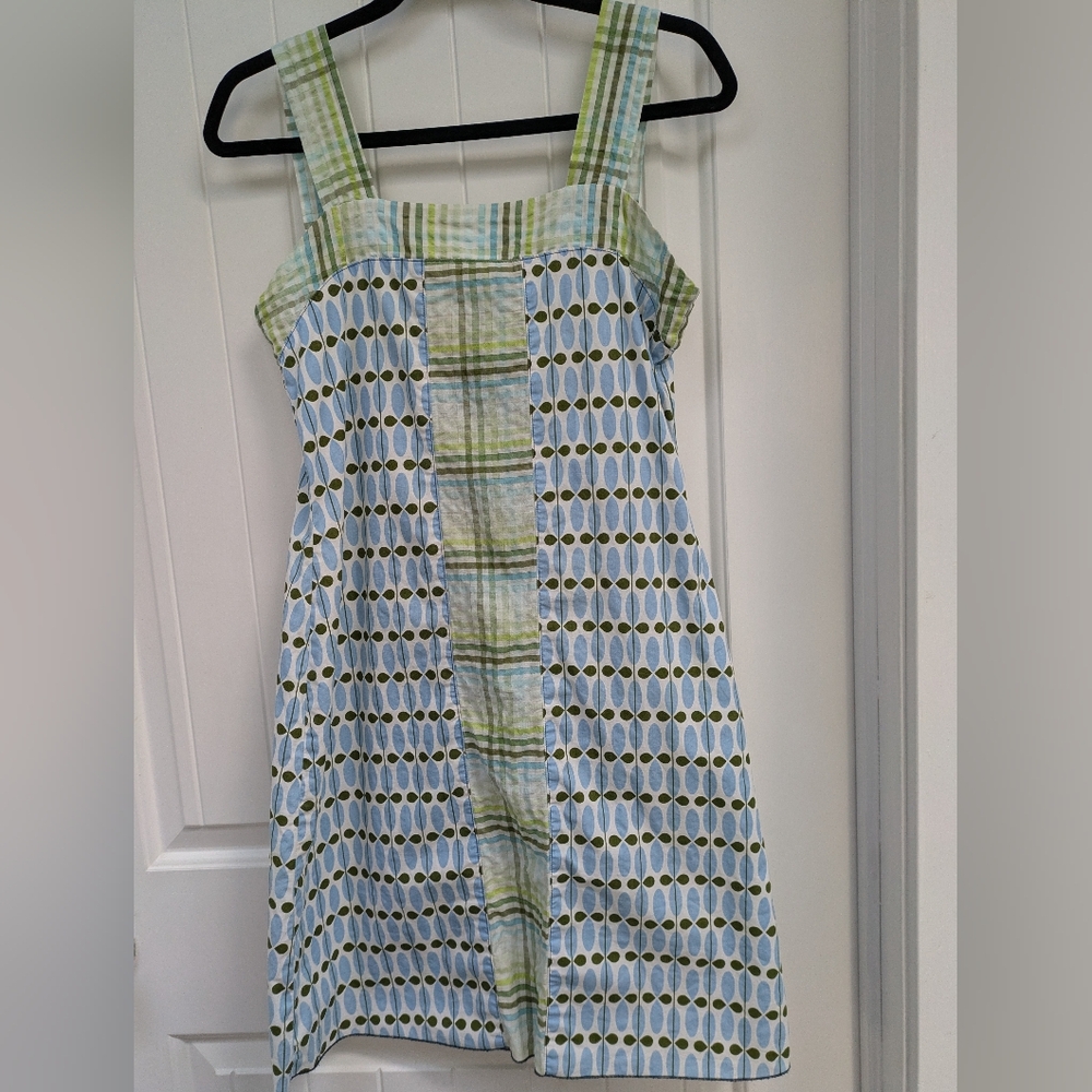 Kara Line Green and Blue Patterned Sun Dress